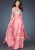 Picture of: A-line Chiffon Gown with Beaded V Neck Bodice in Orange, Style: 18728, Main Picture