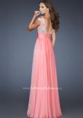 Picture of: A-line Chiffon Gown with Beaded V Neck Bodice in Orange, Style: 18728, Back Picture