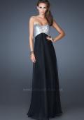 Picture of: Empire Waist Chiffon Gown with Crossed Strap Open Back in Black, Style: 18729, Detail Picture 1
