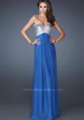 Picture of: Empire Waist Chiffon Gown with Crossed Strap Open Back in Blue, Style: 18729, Detail Picture 2