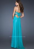 Picture of: Pleated Chiffon Prom Dress with Sequined Bodice in Blue, Style: 18733, Back Picture