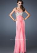 Picture of: Pleated Chiffon Prom Dress with Sequined Bodice in Pink, Style: 18733, Detail Picture 1