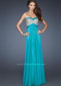 Picture of: Pleated Chiffon Prom Dress with Sequined Bodice in Blue, Style: 18733, Detail Picture 3
