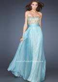 Picture of: A-line Sequined Gown with Ruched Chiffon Belt in Blue, Style: 18737, Main Picture