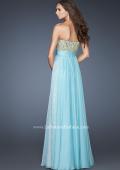 Picture of: A-line Sequined Gown with Ruched Chiffon Belt in Blue, Style: 18737, Back Picture