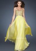 Picture of: Hand Beaded Bodice Prom Dress with Patterned Top in Yellow, Style: 18739, Main Picture