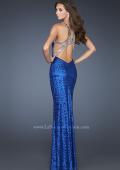 Picture of: Long Sequin Dress with Cut Out Back and Beading in Blue, Style: 18744, Main Picture