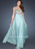 Picture of: Empire Waist Chiffon Gown with Scoop Neck Detail in Blue, Style: 18745, Main Picture