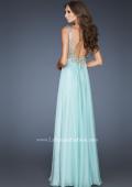 Picture of: Empire Waist Chiffon Gown with Scoop Neck Detail in Blue, Style: 18745, Back Picture