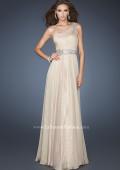 Picture of: A-line Sequined Prom Dress with Rhinestone Waist Detail in Nude, Style: 18747, Main Picture