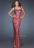 Picture of: Fully Sequined Prom Gown with Low Open V Back in Pink, Style: 18751, Main Picture