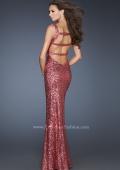 Picture of: Fully Sequined Prom Gown with Low Open V Back in Pink, Style: 18751, Back Picture