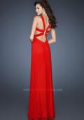 Picture of: Empire Waist Ruched Bodice Prom Dress with Halter Neck in Red, Style: 18755, Back Picture
