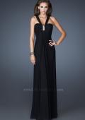 Picture of: Empire Waist Ruched Bodice Prom Dress with Halter Neck in Black, Style: 18755, Detail Picture 2