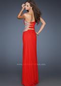 Picture of: Long Stretch Net Prom Dress with Cut Outs and Stones in Red, Style: 18771, Main Picture