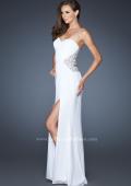 Picture of: Long Stretch Net Prom Dress with Cut Outs and Stones in White, Style: 18771, Back Picture