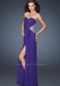 Picture of: Long Stretch Net Prom Dress with Cut Outs and Stones in Purple, Style: 18771, Detail Picture 2
