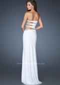 Picture of: Long Stretch Net Prom Dress with Cut Outs and Stones in White, Style: 18771, Detail Picture 3