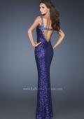 Picture of: Fully Sequined Long Trumpet Style Prom Gown with V Back in Purple, Style: 18776, Back Picture