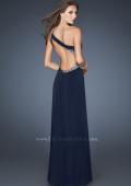 Picture of: One Shoulder Gown with Open Cut Out Back and Slit in Blue, Style: 18780, Back Picture