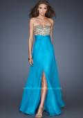 Picture of: Strapless Chiffon Gown with V Front Neckline and Slit in Blue, Style: 18800, Main Picture
