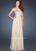 Picture of: Long Chiffon Dress with Beaded Bodice and A-line Skirt in Nude, Style: 18801, Main Picture