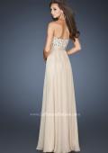 Picture of: Long Chiffon Dress with Beaded Bodice and A-line Skirt in Nude, Style: 18801, Back Picture