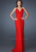 Picture of: V Neckline Long Prom Dress with Beaded Straps in Red, Style: 18825, Back Picture