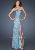 Picture of: Fully Sequined Long Prom Dress with High Front Slit in Blue, Style: 18840, Main Picture