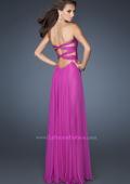 Picture of: Long Chiffon Dress with Sequined Bodice and Gathers in Pink, Style: 18846, Back Picture