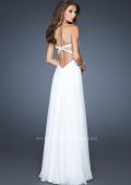 Picture of: Flowy Chiffon Prom Dress with Beaded Lace Bodice in White, Style: 18847, Back Picture