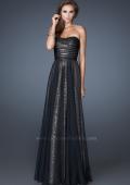 Picture of: Sequined Prom Dress with Chiffon Overlay and Gathers in Black, Style: 18848, Detail Picture 2