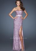 Picture of: Long Sequined Prom Dress with Rhinestone Belt Detail in Pink, Style: 18850, Main Picture