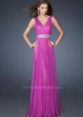 Picture of: Short Sequin Prom Dress with Long Chiffon Overlay and Belt in Purple, Style: 18865, Main Picture