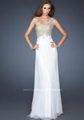 Picture of: One Shoulder Long Chiffon Dress with Embellished Bodice in White, Style: 18868, Main Picture