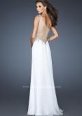 Picture of: One Shoulder Long Chiffon Dress with Embellished Bodice in White, Style: 18868, Back Picture