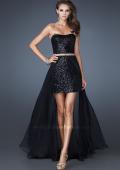 Picture of: Short Strapless Prom Dress with Detachable Chiffon Skirt in Black, Style: 18872, Detail Picture 3