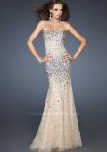 Picture of: Long Strapless Bedazzled Mermaid Gown with Corset Bodice in Nude, Style: 18873, Main Picture