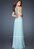 Picture of: Long Sequin Prom Dress with Chiffon Overlay in Blue, Style: 18896, Back Picture