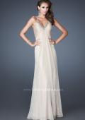 Picture of: Long Sequin Prom Dress with Chiffon Overlay in Nude, Style: 18896, Detail Picture 3