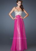 Picture of: Long Strapless Sequin Dress with Chiffon Overlay in Pink, Style: 18898, Detail Picture 2