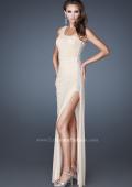 Picture of: One Shoulder Long Prom Dress with Beaded Side Panel in Nude, Style: 18905, Detail Picture 2