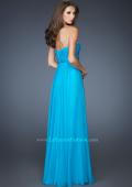 Picture of: Long Strapless Chiffon Prom Dress with Beaded Trim in Blue, Style: 18909, Back Picture