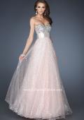 Picture of: Strapless Long Ball Gown with Beaded Bodice and Belt in Pink, Style: 18910, Main Picture