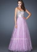 Picture of: Strapless Long Ball Gown with Beaded Bodice and Belt in Purple, Style: 18910, Detail Picture 1