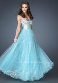 Picture of: Strapless Long Ball Gown with Beaded Bodice and Belt in Blue, Style: 18910, Detail Picture 3