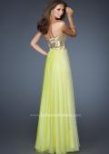 Picture of: Long Strapless Chiffon Prom Dress with Beaded Bodice in Green, Style: 18911, Back Picture
