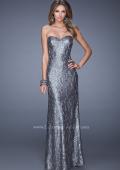 Picture of: Fitted Strapless Long Dress with Pattern Sequin in Silver, Style: 18917, Main Picture
