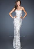 Picture of: Fitted Strapless Long Dress with Pattern Sequin in White, Style: 18917, Detail Picture 2