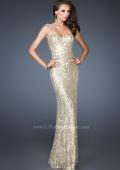 Picture of: Fitted Strapless Long Dress with Pattern Sequin in Gold, Style: 18917, Detail Picture 3